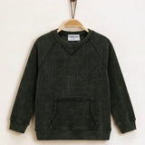 Knitted Corduroy Sweatshirt - Dark Green