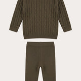 Knitted baby boy set - dark green