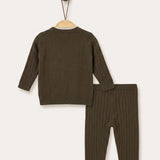 Knitted baby boy set - dark green