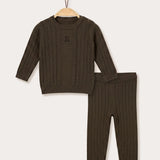Knitted baby boy set - dark green