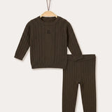 Knitted baby boy set - dark green