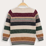 Baby Boys Striped Knitted Sweater - Black