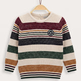 Baby Boys Striped Knitted Sweater - Black