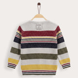 Baby Boys' Knitted Striped Sweater - Navy