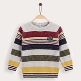 Baby Boys' Knitted Striped Sweater - Navy