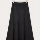 Suede skirt with pockets - black long