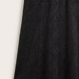 Suede skirt with pockets - black long