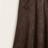 Suede skirt with pockets - brown long