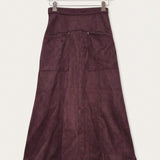 Suede skirt with pockets - purple long