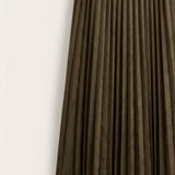 Pleated Suede Midi Skirt - Dark Green