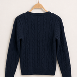 Cable knit sweater with logo - navy green