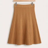 Textured Knit Skirt - Brown
