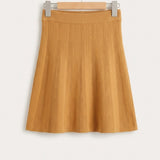 Textured Knit Skirt - Brown