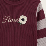 Knitted flower sweater - red