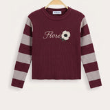 Knitted flower sweater - red