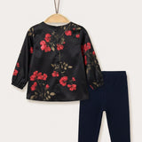 Floral Girls' Set - Black