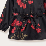 Floral Girls' Set - Black