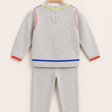 Baby Knit Set for Girls with Flower Embroidery - GRAY