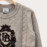 Elegant knitted top with logo - beige