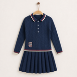 Knit dress with collar - blue