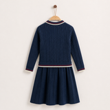 Knit dress with collar - blue