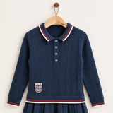 Knit dress with collar - blue