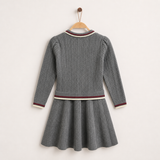 Knitted dress with a collar - GRAY