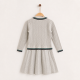 Knitted dress with a collar - beige