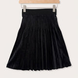 Velvet Pleated Skirt - Black