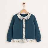 Floral shirt + knitted cardigan - red