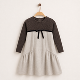 Knitted & Woven Dress - Beige