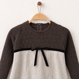 Knitted & Woven Dress - Beige