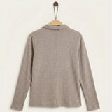 Ribbed collared top - beige