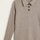 Ribbed collared top - beige
