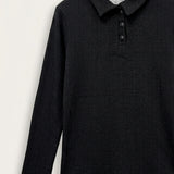Ribbed shirt with collar - Black