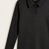 Ribbed collared t-shirt - gray