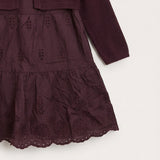 Lace jumpsuit/dress with knit cardigan - beige