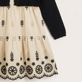 Lace overalls/dress with knit cardigan - brown