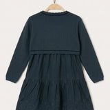 Lace jumpsuit/dress with knit cardigan - red