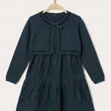 Lace jumpsuit/dress with knit cardigan - red