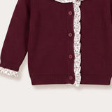 Baby Set: Floral Shirt + Cardigan + Pants - Beige