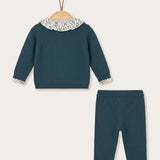Baby set floral shirt + cardigan + T-shirt - red