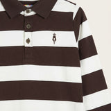 Striped French Terry Basic Polo - Brown