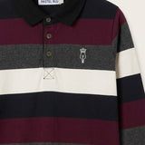 Basic French Terry Striped Polo - Purple