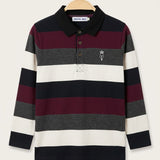 Basic French Terry Striped Polo - Purple