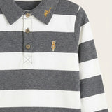 Striped Polo, French Terry, Basic - Grey