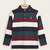 Striped Polo French Terry Basic - Navy