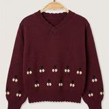 Girls' Cherry Sweater - Beige
