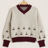 Girls' Cherry Sweater - Beige