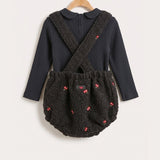 Gingham knit with bouclé bloomers - black